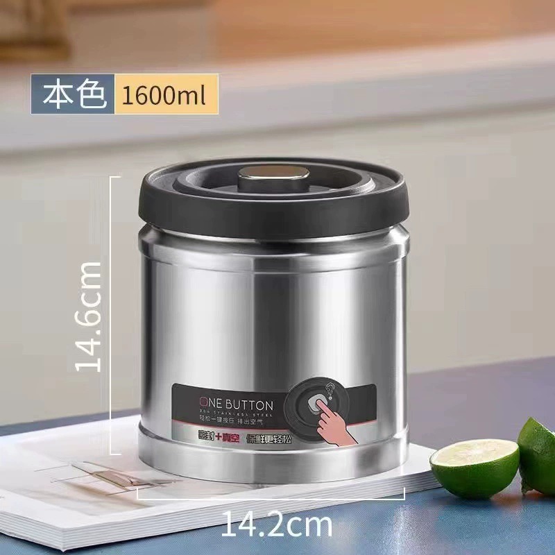 1100/1600 ml Koffieboon Vacuüm Verzegelde Tank Roestvrij Staal Vacuüm Opbergdoos Druk Type Koffiebonen Thee Verzegelde Kan keuken Gebruik: GRIJS