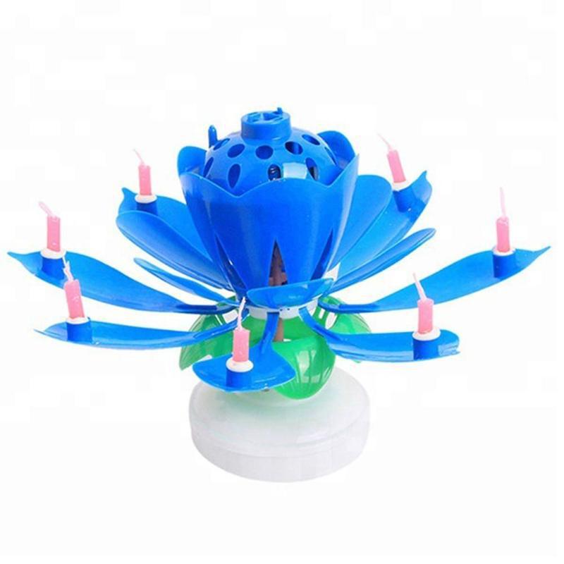 Music Birthday Candle Double Rotating Electric Candle Birthday Party Lotus Candle: Default Title