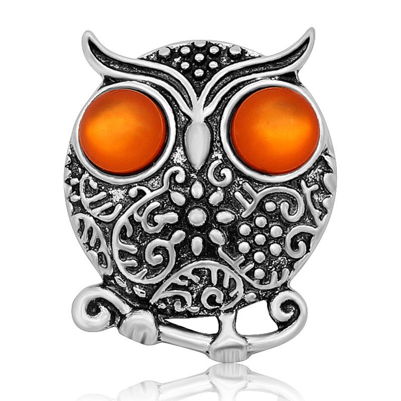 KZ3112 Beauty Lovely Big eye Owl 20MM snap buttons fit snap jewelry: orange