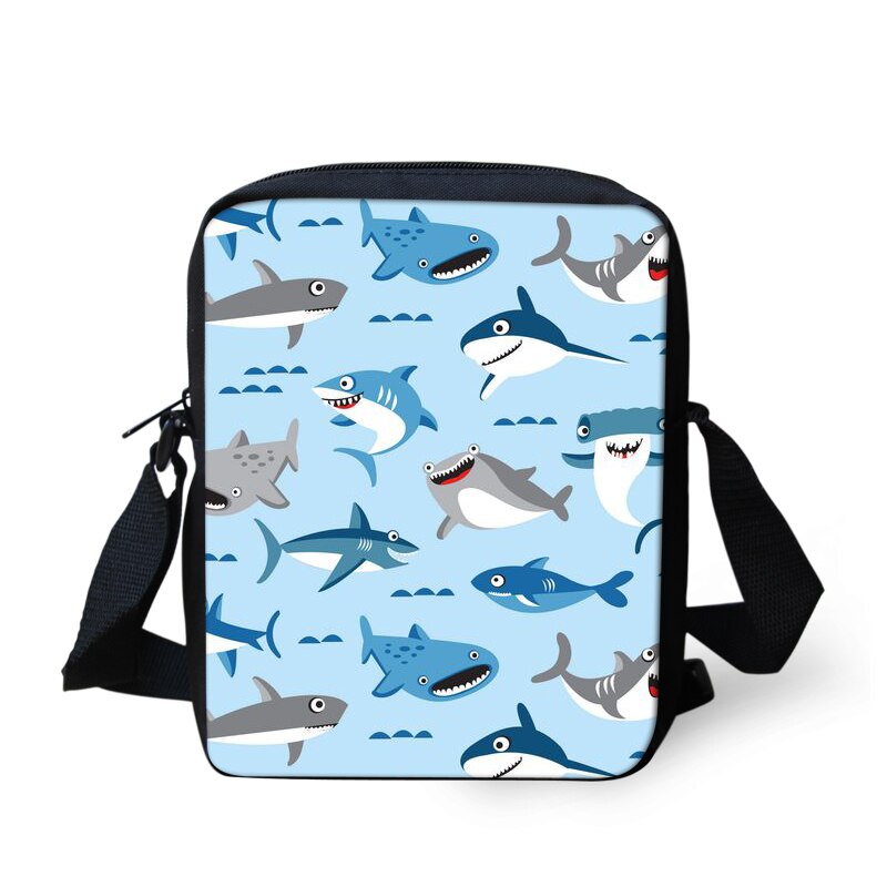 Thikin tubarão criança ombro escola quadrado saco do mensageiro animal crianças crossbody schoolbag para meninas sacos de livro infantil
