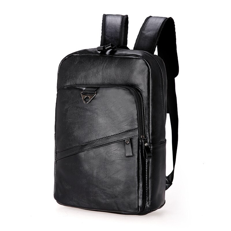 hommes sac à dos étanche en cuir PU sac de voyage homme grande capacité adolescent mâle Mochila sacs à dos d'ordinateur portable: Black