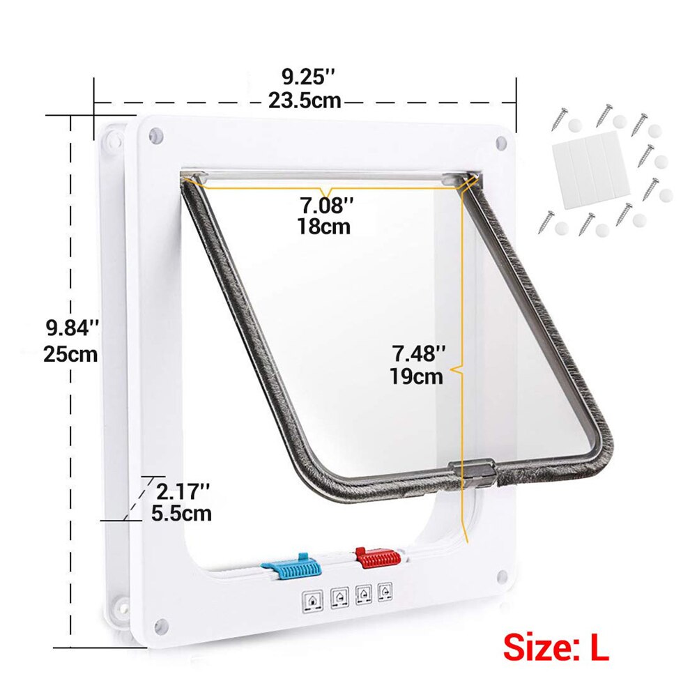 Porte animal domestique | Serrure à 4 voies, porte pour chien chiot et chat, coffre-fort, porte de maison de taille moyenne, petite et grande, verrouillable fabriqué en ABS et Durable S, M, L: M