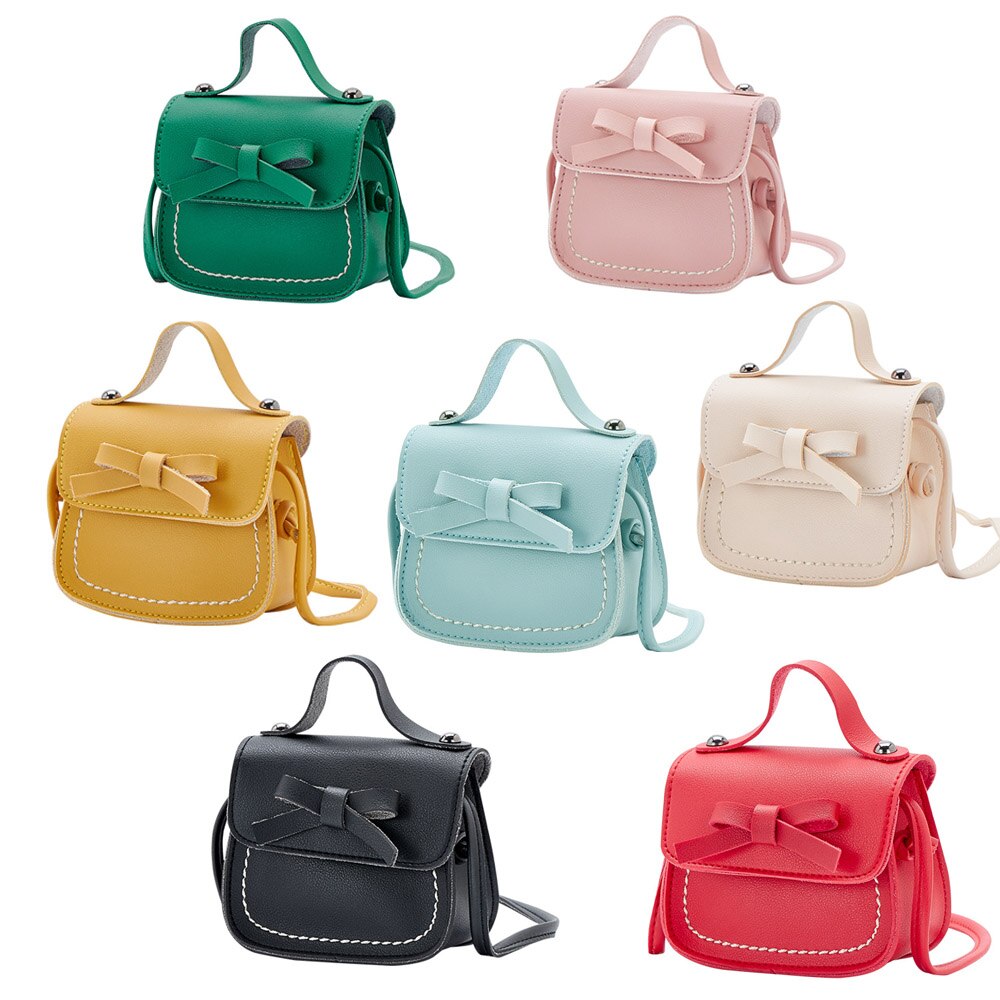 Mignon petite fille Mini sacs à main Kawaii en cuir sacs à bandoulière pour enfants petite pièce portefeuille pochette bébé filles nœud papillon sac à main