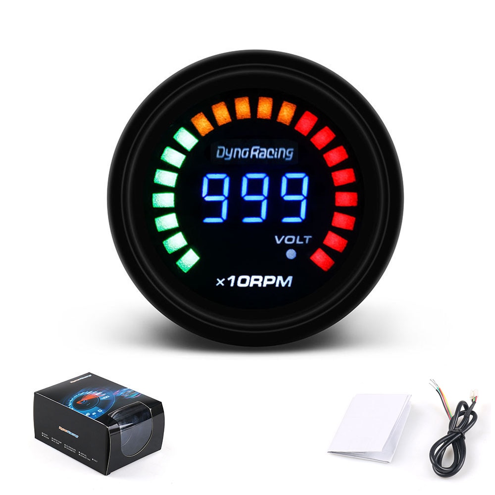 Dynoracing 2 "52mm Car Auto Digitale Gerookte Toerenteller 0 ~ 10000RPM 20 LED Licht Display Tacho Auto meter