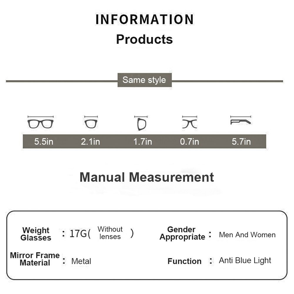 Retro Metal Half Frame Anti-Blue Light Glasses Eye Protection Plastics Flat Mirror Spectacles Half Frame Glasses for Women Men