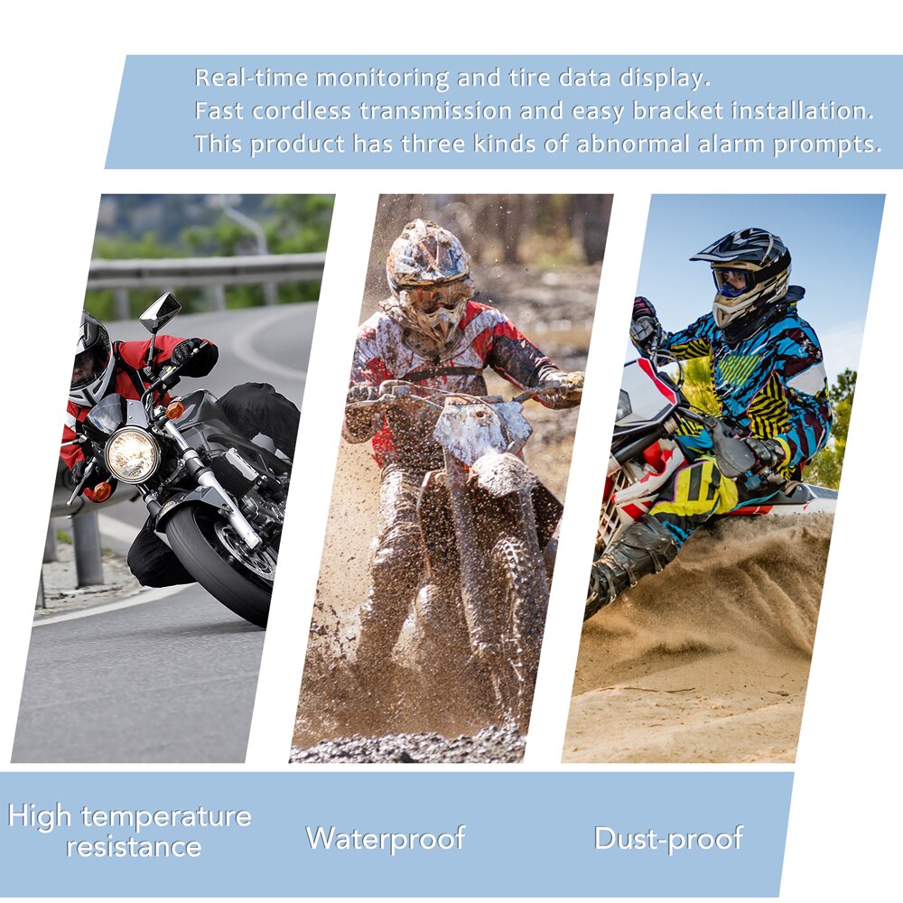 Wireless Motorcycle Tire Pressure Monitoring System TPMS Waterproof Cordless High Accurancy Tire Pressure Tester