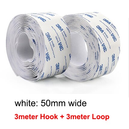 3M/Pair Self Adhesive Hook and Loop Fastener Tape 3M Hook Adhesive Tape Double Sided Sticker Carpet Gripper Pad Wall Mounting: 50mm white