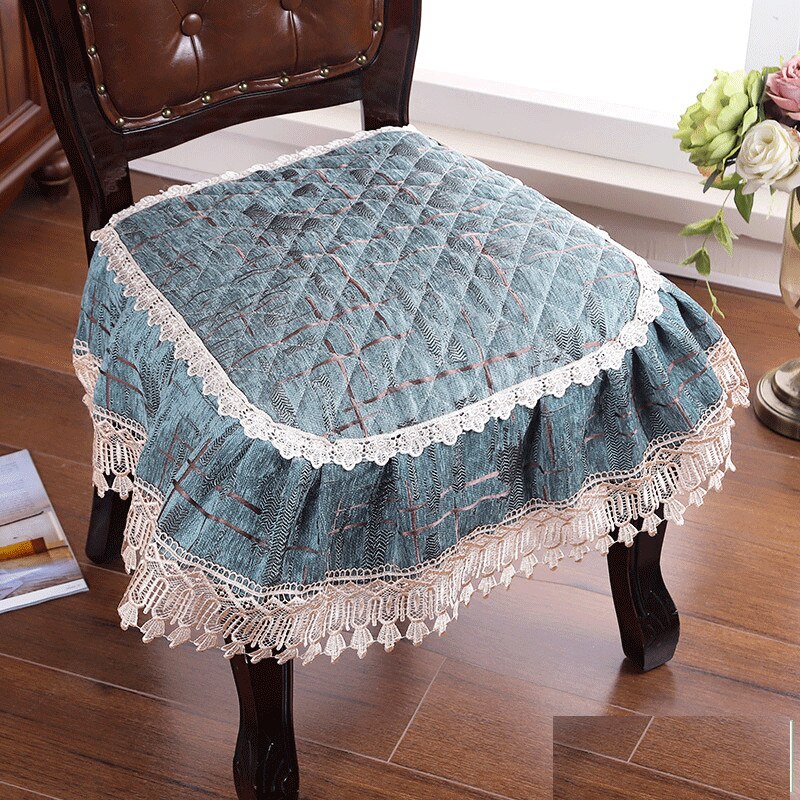 European Style Lace Chair Cushion Chenille Dining Chair Non-Slip Pads Breathable Thickened Universal Seat Mats Banquet Wedding C: yadianlan