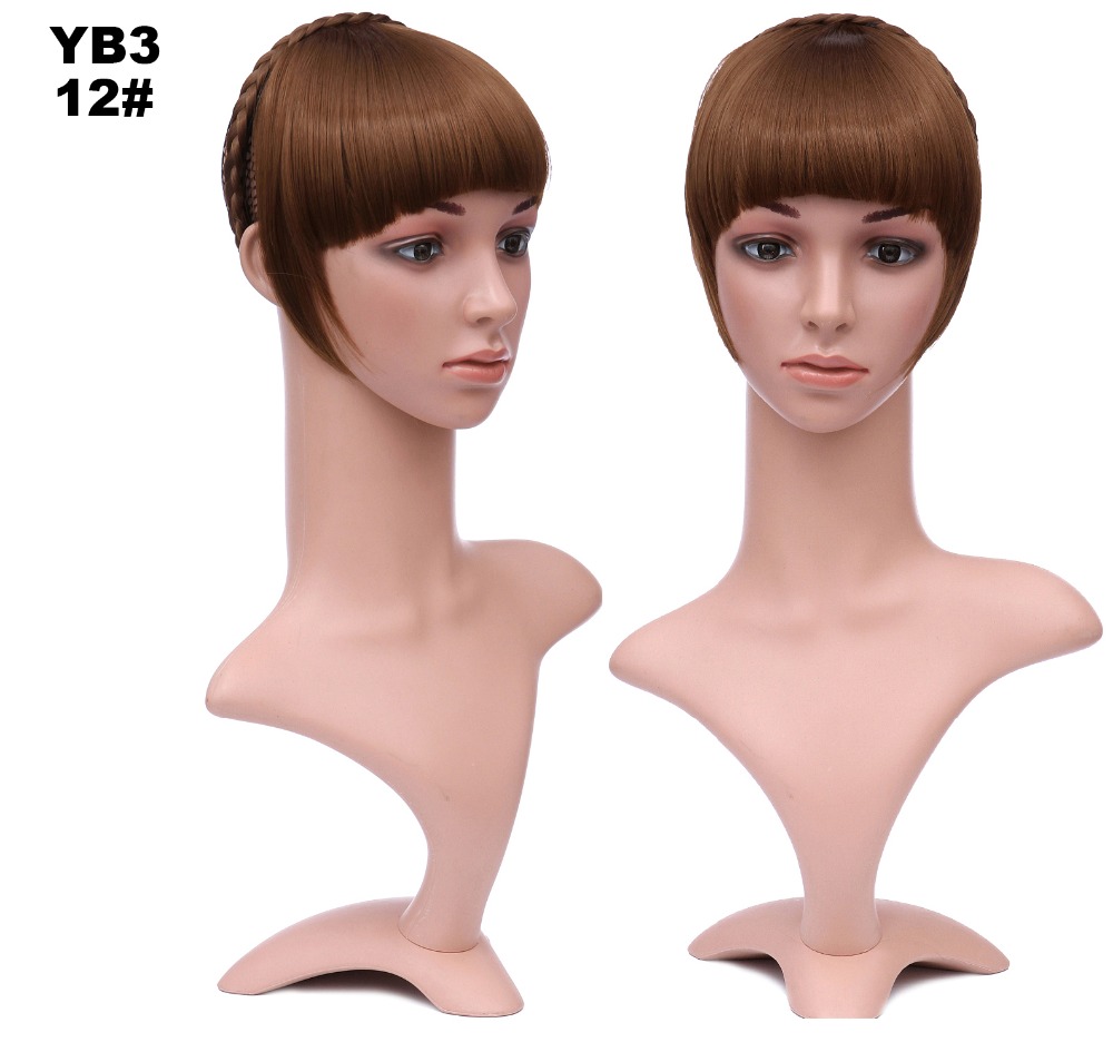 Girlshow 6 stk/parti foran syntetisk hår bang kort frynser med fletter pannebånd hår blunt bang  yb3 6 " , 16 farger tilgjengelig 50g