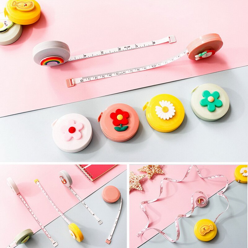12PCs Stationery Cartoon Tape Measure Cute 1.5M Feet Double Size Measuring Scale Measurements Tape Measure Set