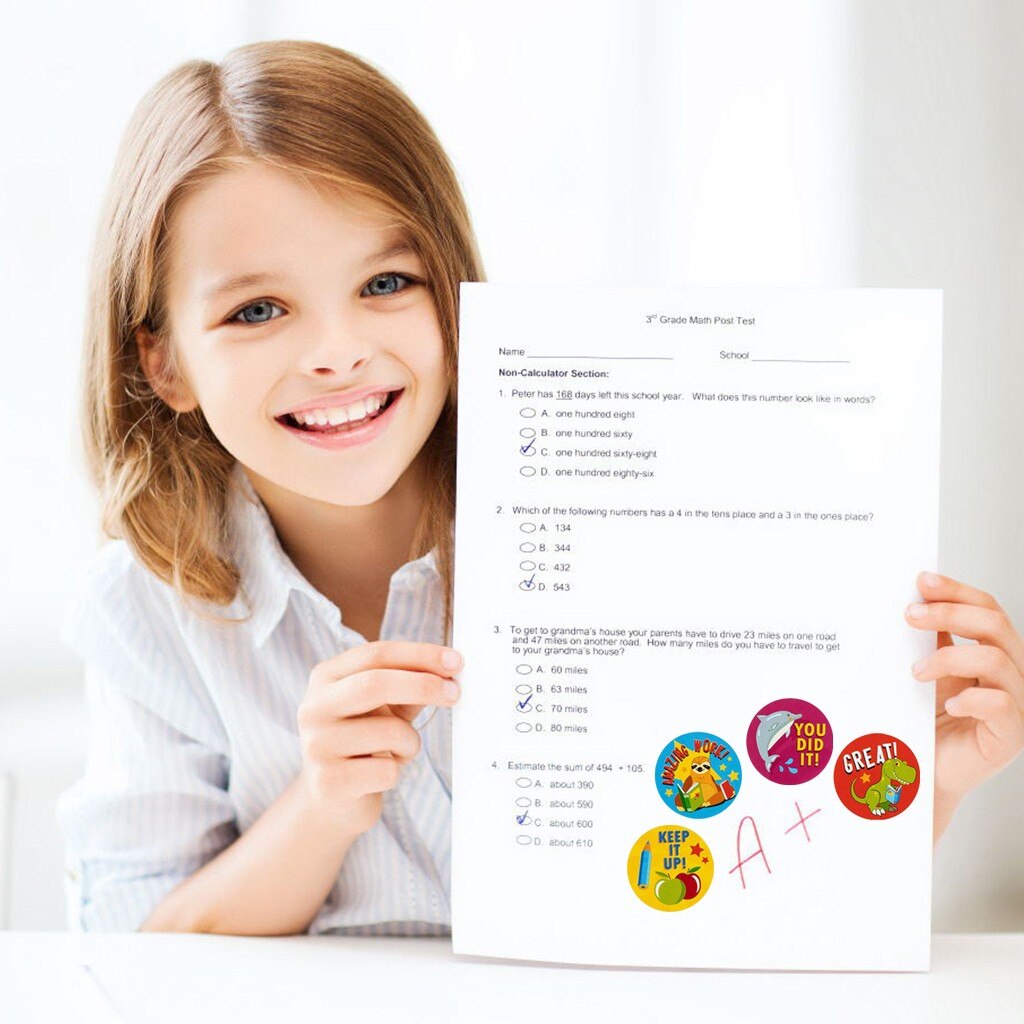 1000pcs Reward Stickers Encouragement Sticker Roll for Kids Motivational Stickers with Cute Animals for Students Teachers 908