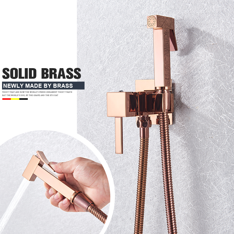 Vidric rosa ouro bidé torneira do chuveiro douche bidé muçulmano ducha higienica misturador de água quente e fria bidé chuveiro fr