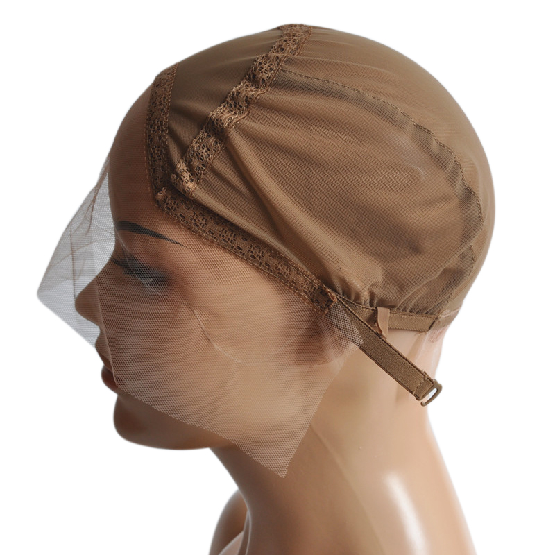 Bonnet de perruque Swiss Lace Front pour faire des perruques, bonnet de tissage avec bretelles réglables avec ligne de guidage cousue dans la taille S/M/L