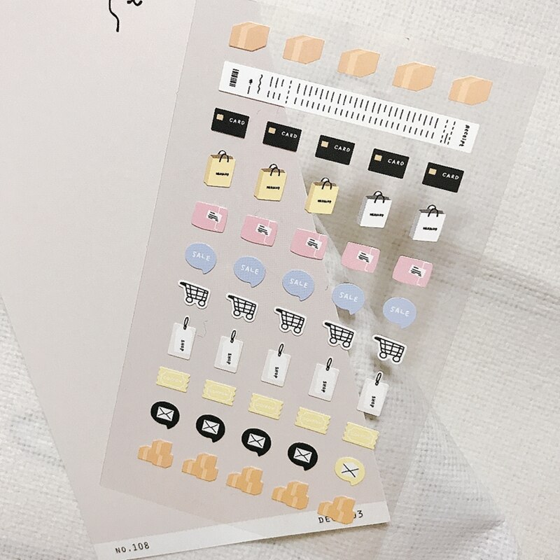 Sonia mini sarja nro .108 tarrat ostoskori laukku pakettilappu stanssaus scrapbooking päiväkirja koti tee itse koristelu askartelu