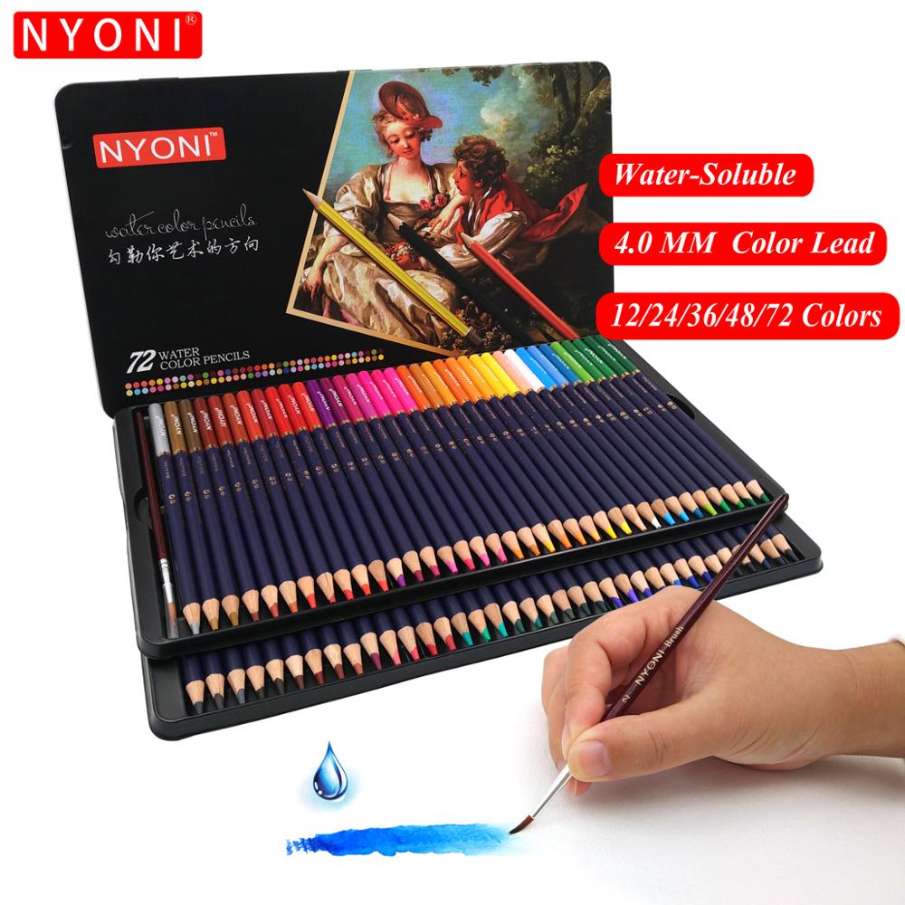 Lápis de aquarela 72 core macio, lápis de cor profissional solúvel em água, para materiais de arte, 12, 24, 36, 48, 150