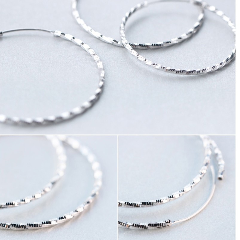 Trendy 100% 925 Sterling Silver Big Round Circle Ear Ring Earings Classic Hoops Earrings for Women Fine Jewelry