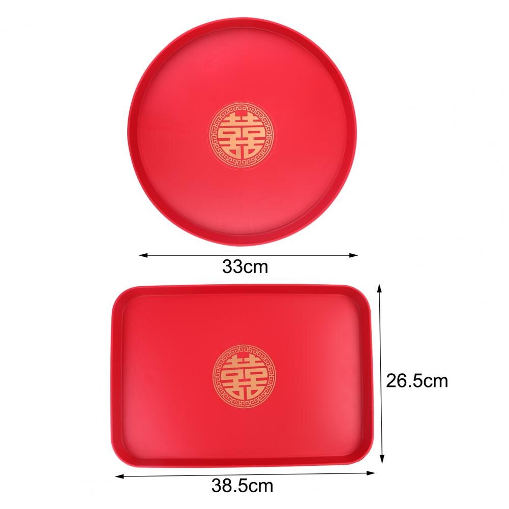 Chinese Traditional Red Tea Tray Bright Color Table Serving Tray Food Plate Wedding Decor plateau de service поднос для декора