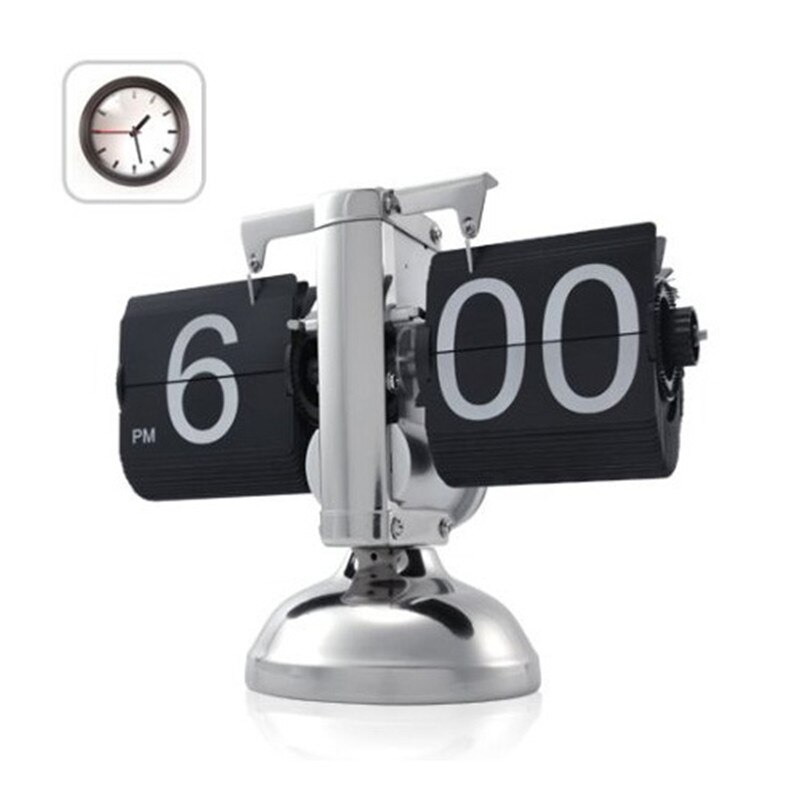 GSFY-Black Retro Flip Down Desk Clock-Internal Gear Operated Flip Home Clock USA