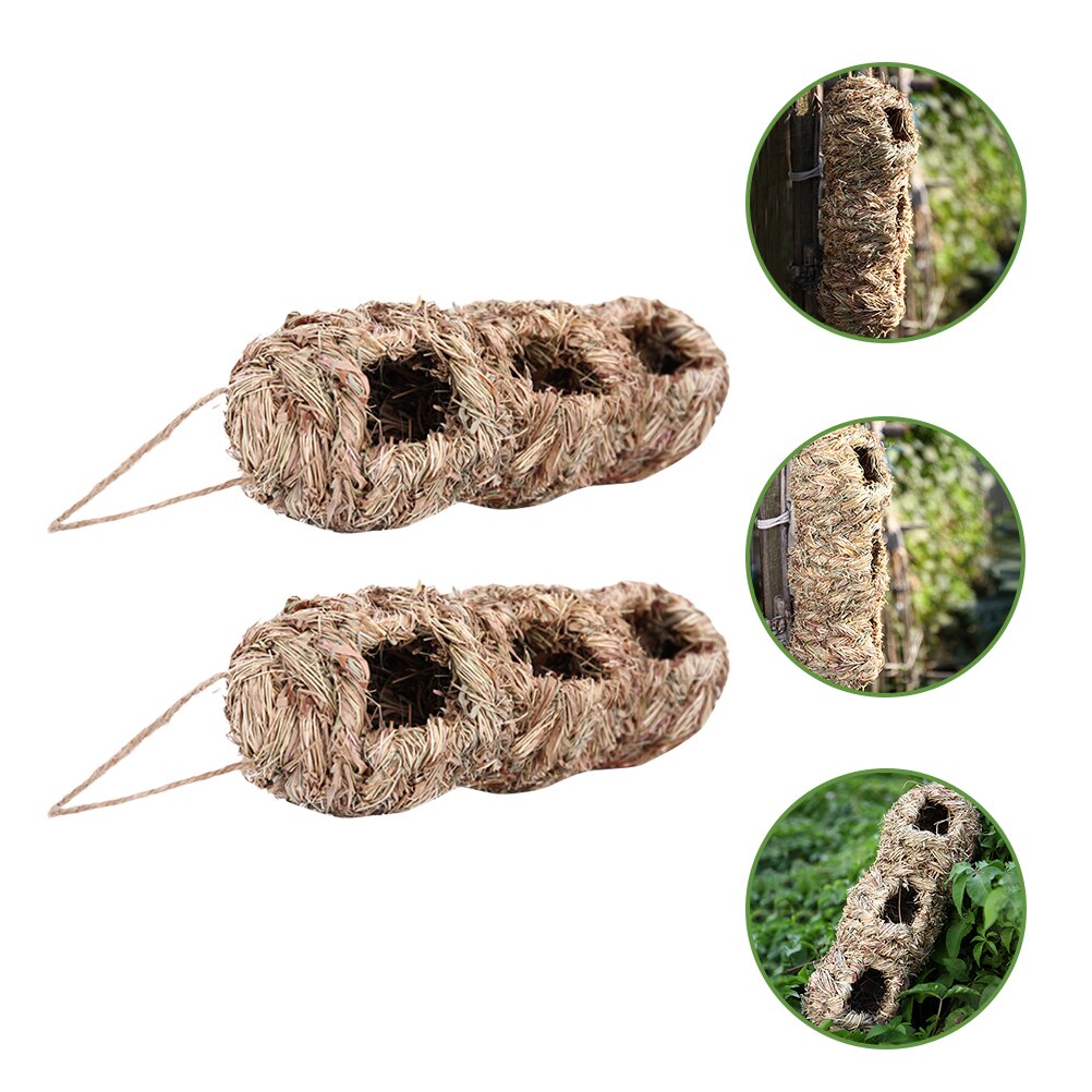 2 Pcs Straw Bird Nests Outdoor Bird Breeding Nests Hand-made Birdhouses