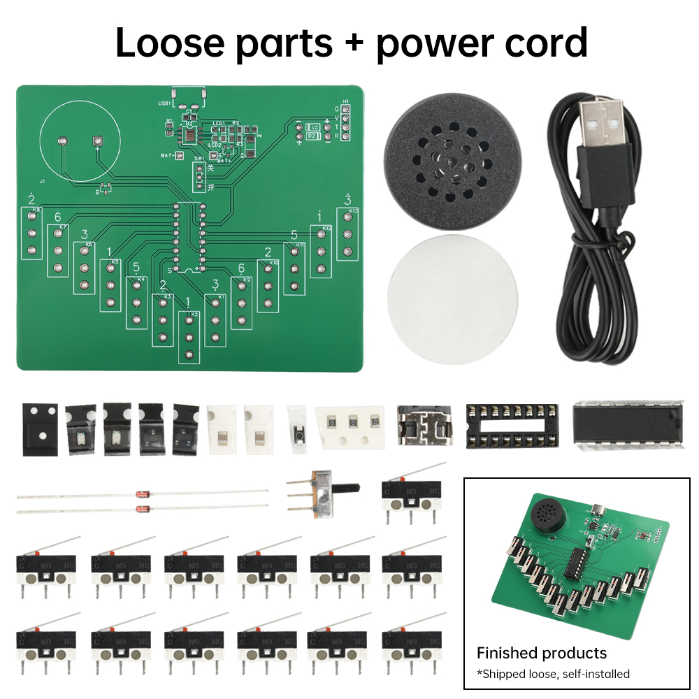Elektronisches Kalimba-DIY-Bausatz, DC 3–5 V, pentatonisches Instrument, Schweißübungen, lustige Leiterplattenteile Typ C, ohne Batterie: Orange