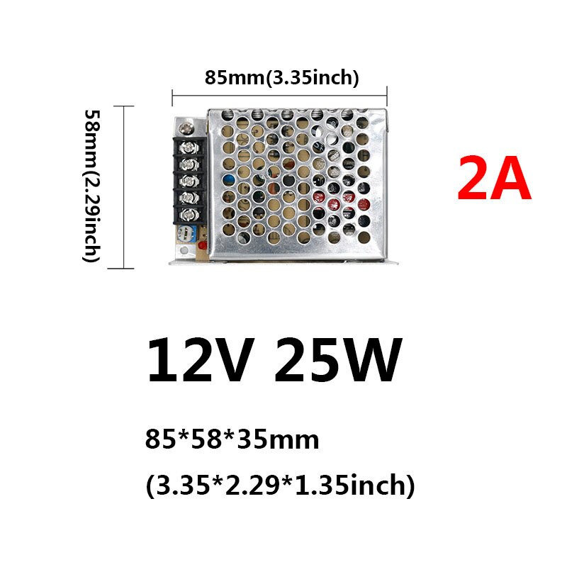 Led driver 220v to 12v 12w/15w/24w/25w/36w/60w/80w/100w/120w til led strømforsyning spænding kontrol lys transformere: 2a 25w 12v