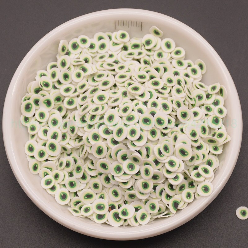 65g Groene Ogen vorm Klei polymeren Sprinkles Fimo voor Telefoon Decoratie, Shaker Kaarten DIY, Slime Vullen