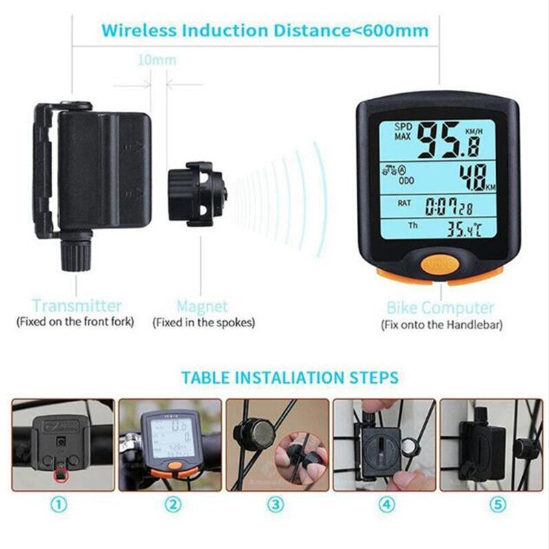 Bogeer-ordenador YT-813 para bicicleta, ciclocomputador inalámbrico con cable, velocímetro para motocicleta y bicicleta eléctrica, odómetro Digital LCD resistente al agua