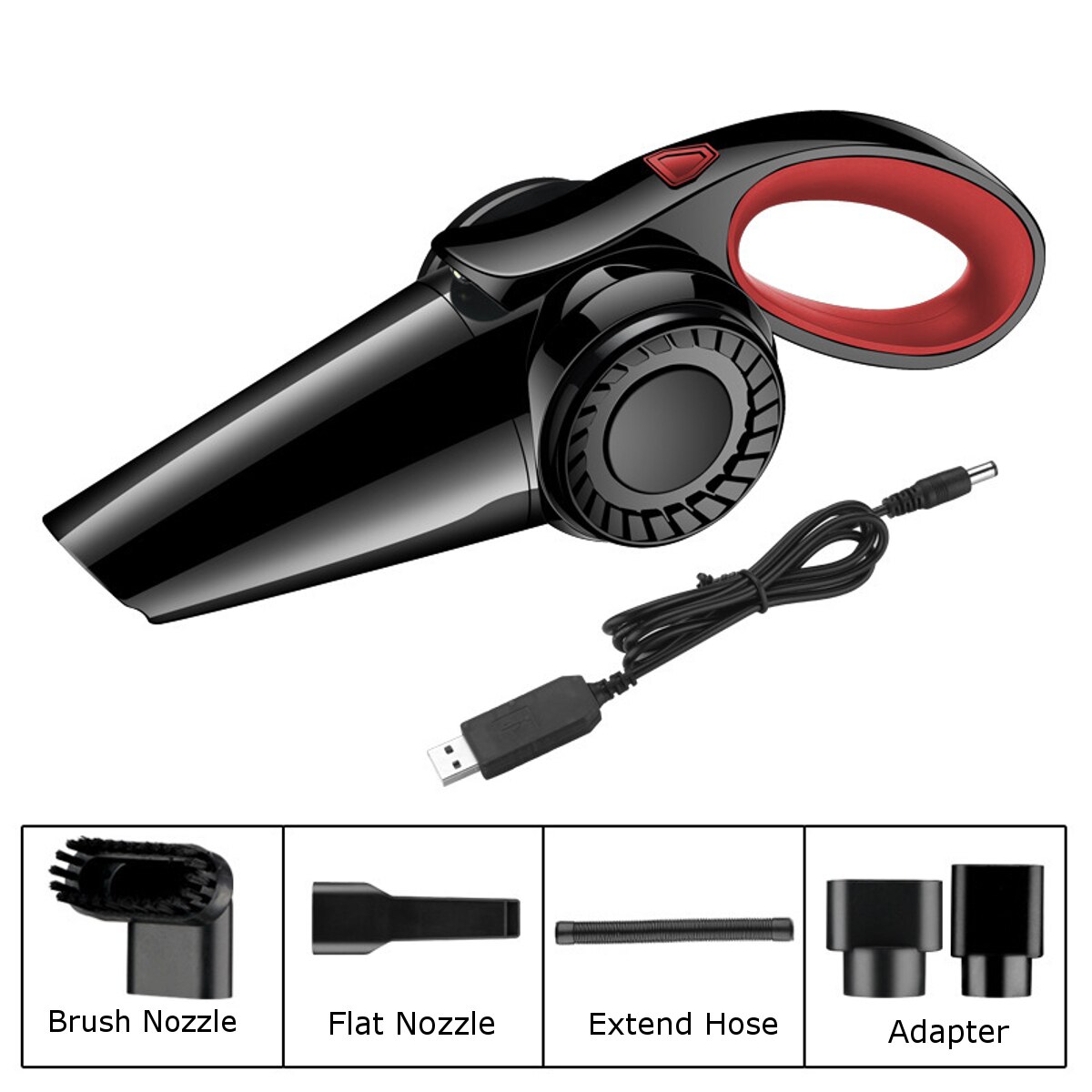 Wireless Car Vacuum Cleaner Portable Mini Small Handheld Auto Interior Vaccum Cleaner Cordless Dust Car Aspirador Hoover: Red Wireless