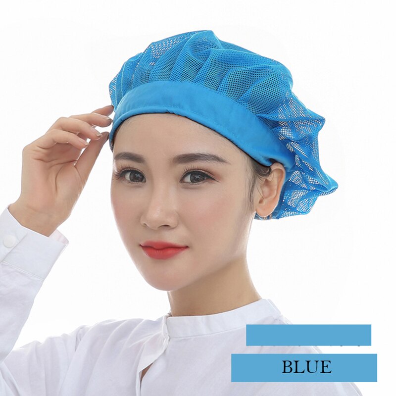 white Food caps Adjustable net caps breathable sanitary dust cap men and women workshop canteen hat chef hat breathable mesh