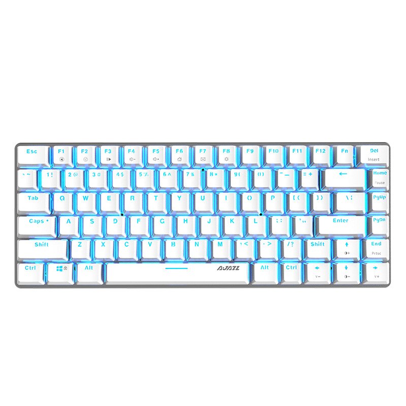 Ajazz AK33 klawiatura mechaniczna 82 klawiatura anty-ghosting klawiatura do gier niebieski/czarny przełącznik Gamer PC podświetlenie do laptopa niebieski biały RGB: White2 Blue Light / Niebieski Przełącznik