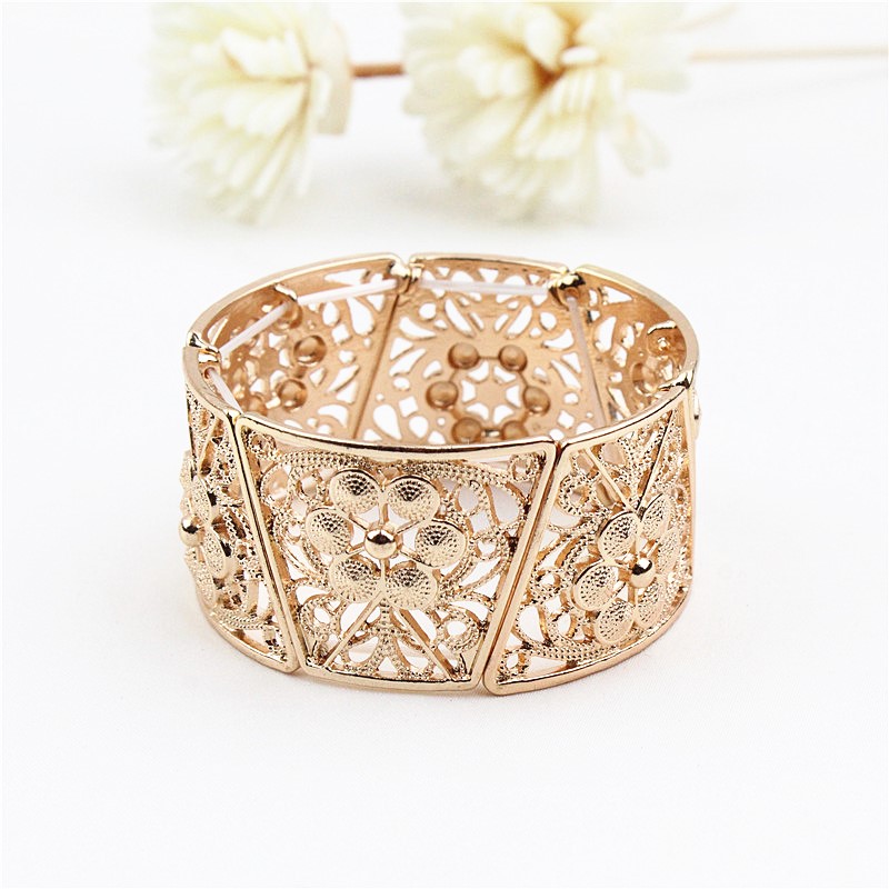 Carved hollow elastic bracelet versatile wide bracelet