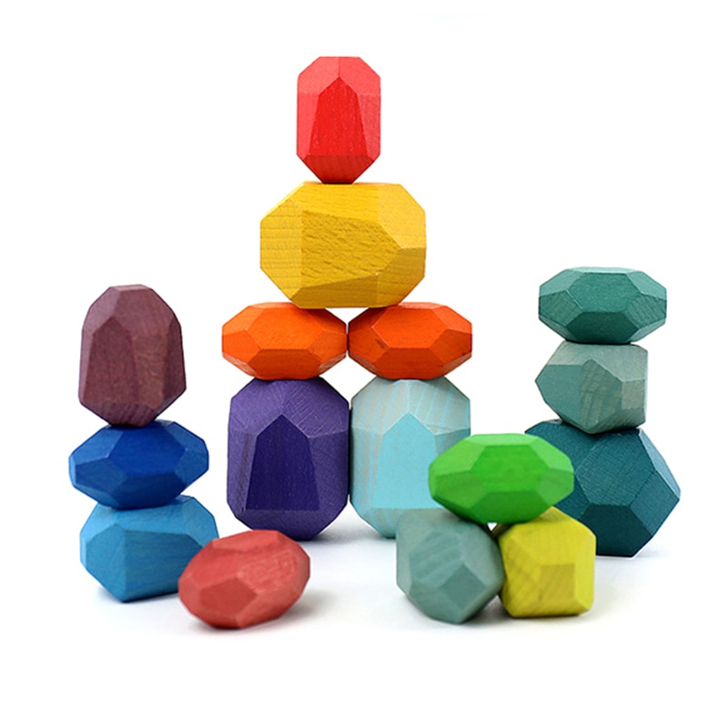 Balancing Holz Farbige Regenbogen Stein Jenga Baustein Pädagogisches Spielzeug Kreative Nordic Stil Stapeln Spiel Spielzeug Decor