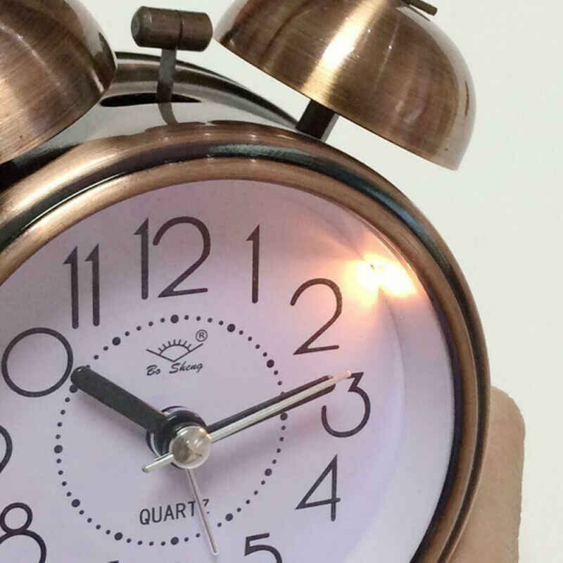 Classic Retro Alarm Clock Silent Non Ticking Twin Bell Alarm Clock Movement Bedside with Night Light Loud Alarm Clock Desk Clock