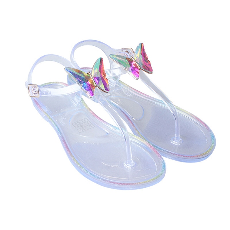 Colored Diamond Women Jelly Shoe Flat Casual Transparent Clip Toe Female Sandal Breathable Buckle Strap Woman Flip Flop: 6