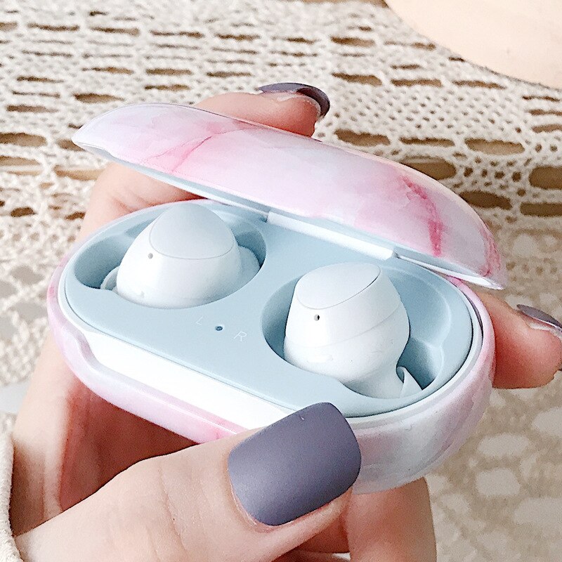 Retro Flower Marble PC Matte Earphone Case For Samsung Galaxy Buds+ Plus Cover For Galaxy Buds Bluetooth Wireless Headset Case: GB10