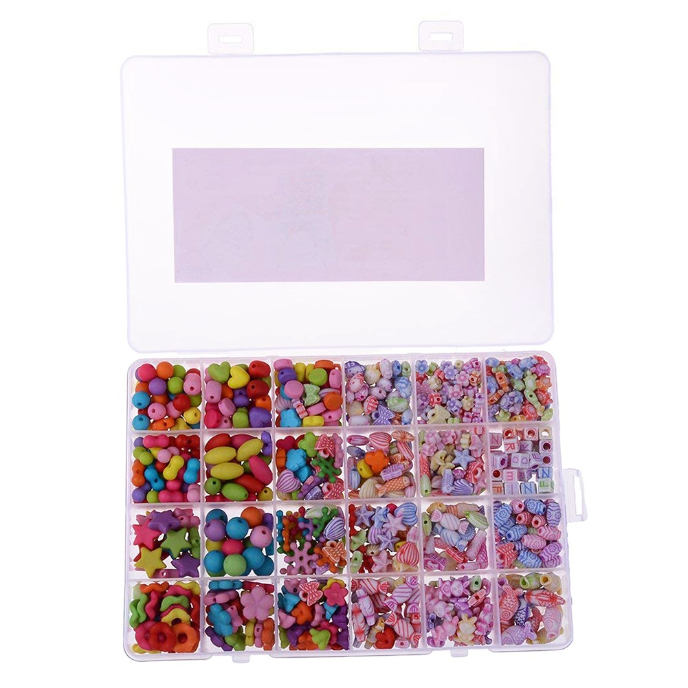 720 Stuks Kids Diy Armband Ketting Kralen Sieraden Maken Kleurrijke Acryl Kralen Met Bonus Accessoires Voor Meisjes