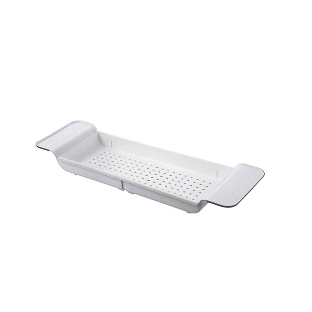 Extendable Bathroom Shelf Bathtub Tray Shower Caddy Bamboo Bath Tub Rack Towel Wine Book Holder Storage Organization Accessories: White