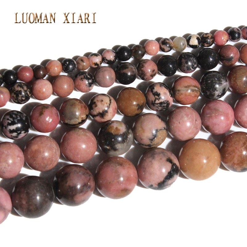 Fine AAA 100% Natural Black Rhodochrosite Round Stone Beads For Jewelry Making DIY Bracelet Necklace 4/6/8/10/12 mm Strand 15''