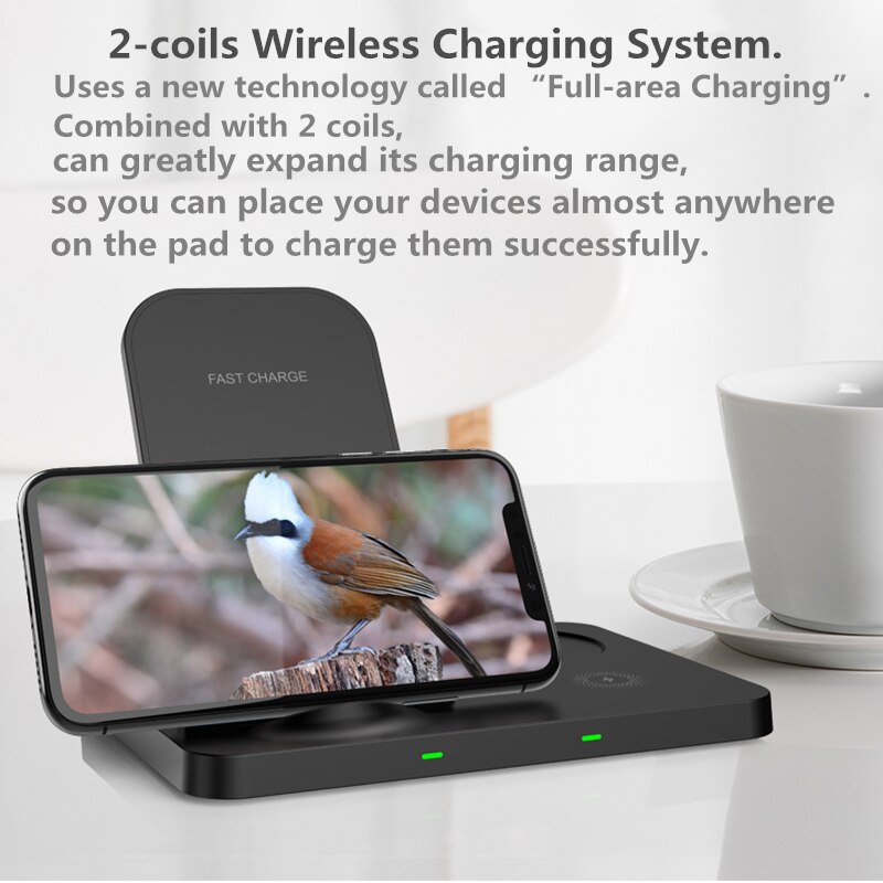 Per iPhone caricabatterie Wireless Stand 3 in 1 ricarica rapida per Apple iPhone 12 11 X XS XR Watch 6 5 4 3 AirPods Pro Wireless Charge