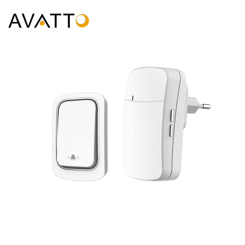 AVATTO Wireless Doorbell，No Battery Required，US EU UK Plug, IP68 Waterproof Welcome Bell Home Door Bell Smart Home Security