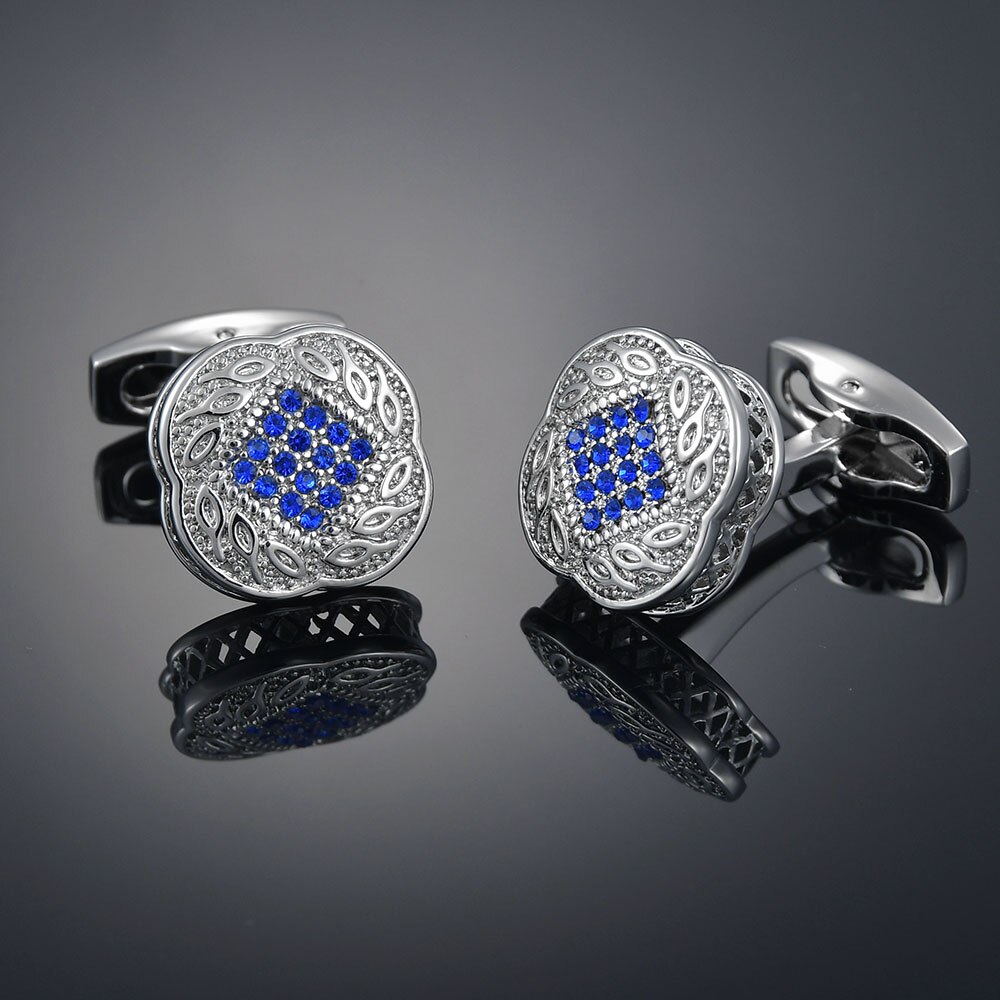 Chemise homme décoration bleu cristal accessoires affaires hommes boutons de manchette manches goujons simple vêtements accessoires: Plaqué Argent