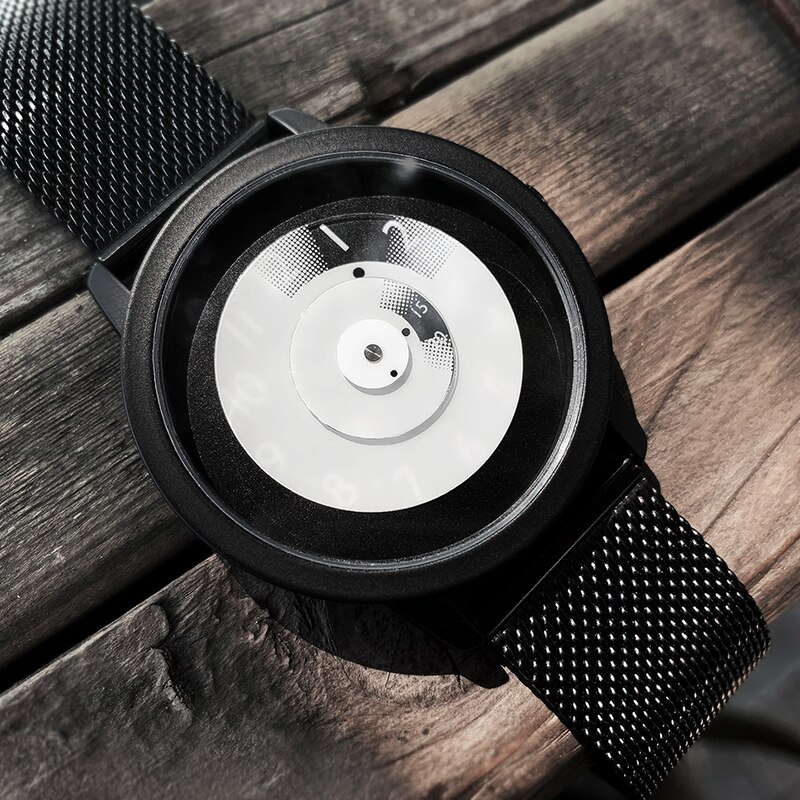 Enmex hit colour band wristwatch focal point special Hidden numbers men casual quartz watch