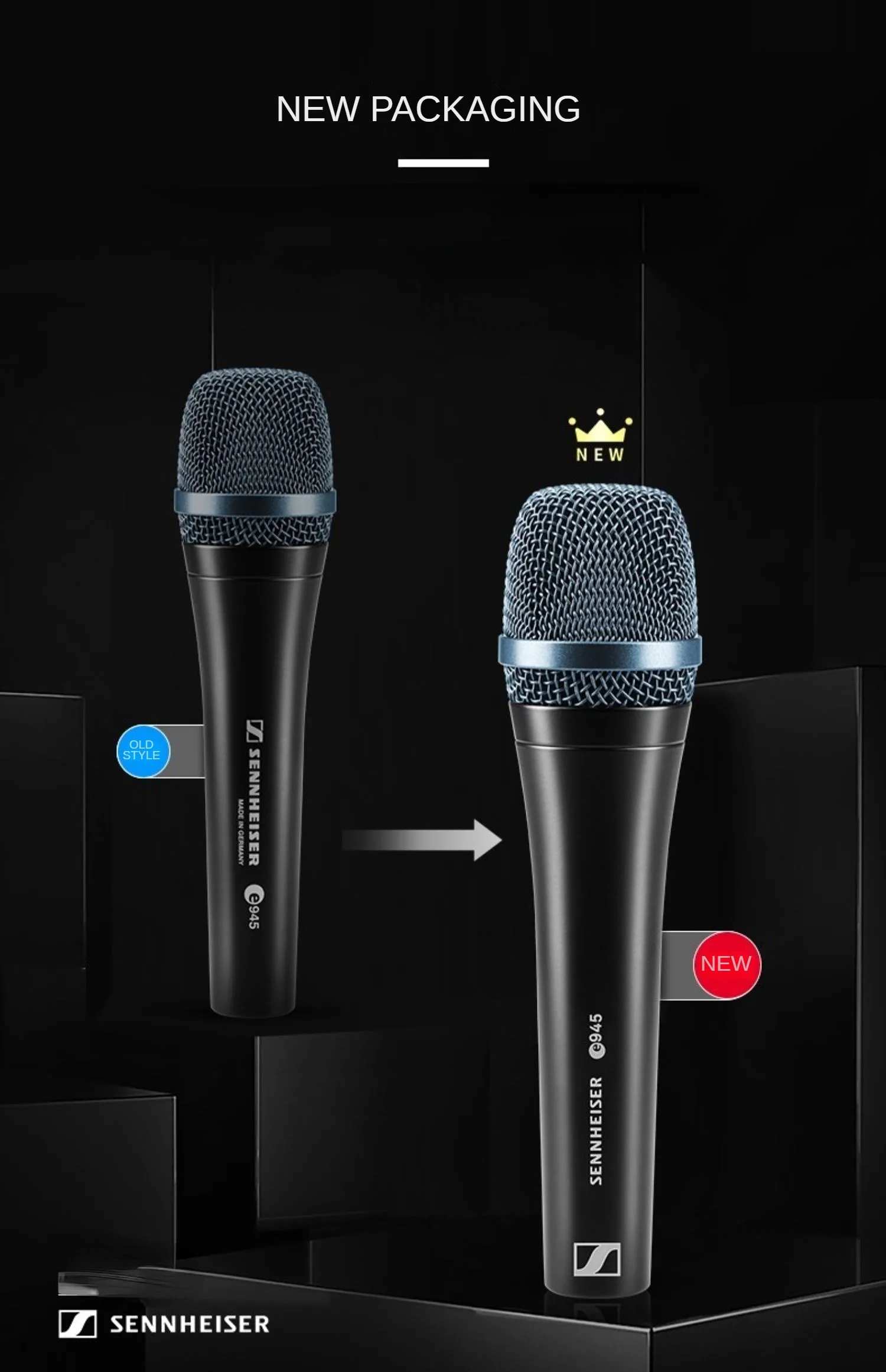 Sennheiser E945 Dynamic Wired Megaphone Supercardioid Live Karaoke Singing Music Original Handheld Microphone