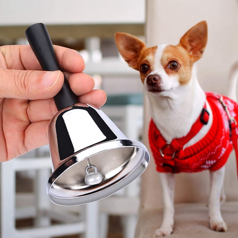 Luid Hand Bel, 2 Pack Zilver Staal Hand Bells Dinner Bells Voor Binnen Klas Bel, voor Voedsel Lijn, Alarm, Rinkelen