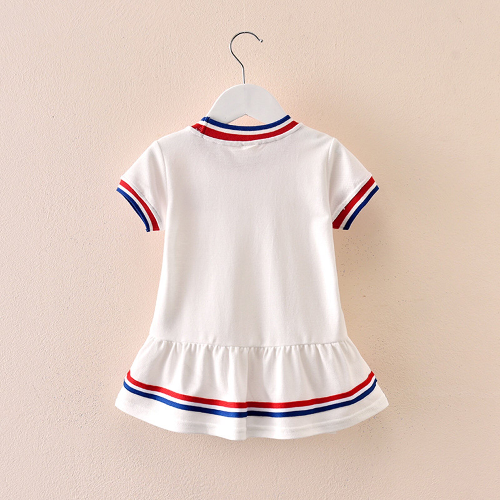 Vestido de tenis informal para niñas, prenda deportiva de manga corta con cuello redondo, dobladillo con volantes y longitud hasta la rodilla, a la , para verano