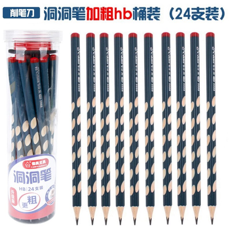 Bolígrafo con agujero de varilla gruesa para niños, lápiz de corrección de agujero triangular, agarre, pluma de descompresión: 24 sticks