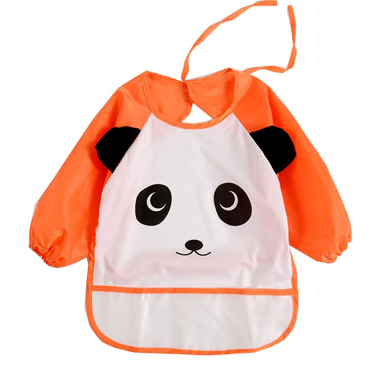 Babadores do bebê do tigre dos desenhos animados à prova dwaterproof água com a luva longa que alimenta o avental plástico do bebê do babador para as crianças comem a placa de peito