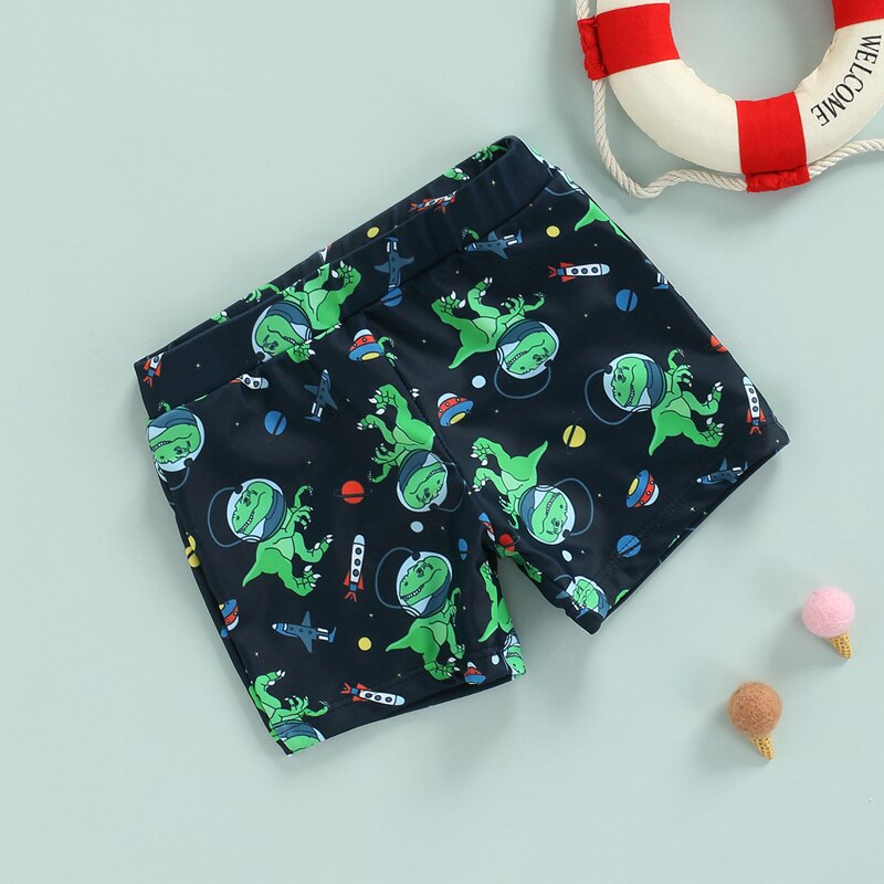 2022 Boy Swimwear Trunks, Children Elastic Waist Shark Dinosaur Pattern Printed Beach Wear Shorts Briefs