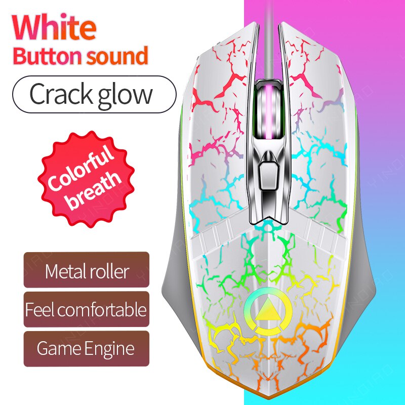 2021 Mouse cablato USB 2400 DPI ottico 6 pulsanti Mouse da gioco LED luce respiratoria 1.5M cavo Computer/Mouse da gioco per PC portatile: G11-white