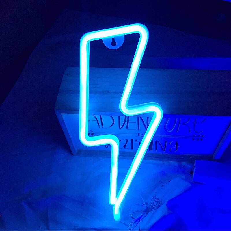 Rayo de luz LED con señal de neón, lámpara colgante de pared, decoración de habitación, decoración para el hogar, boda,: Blue Lightning